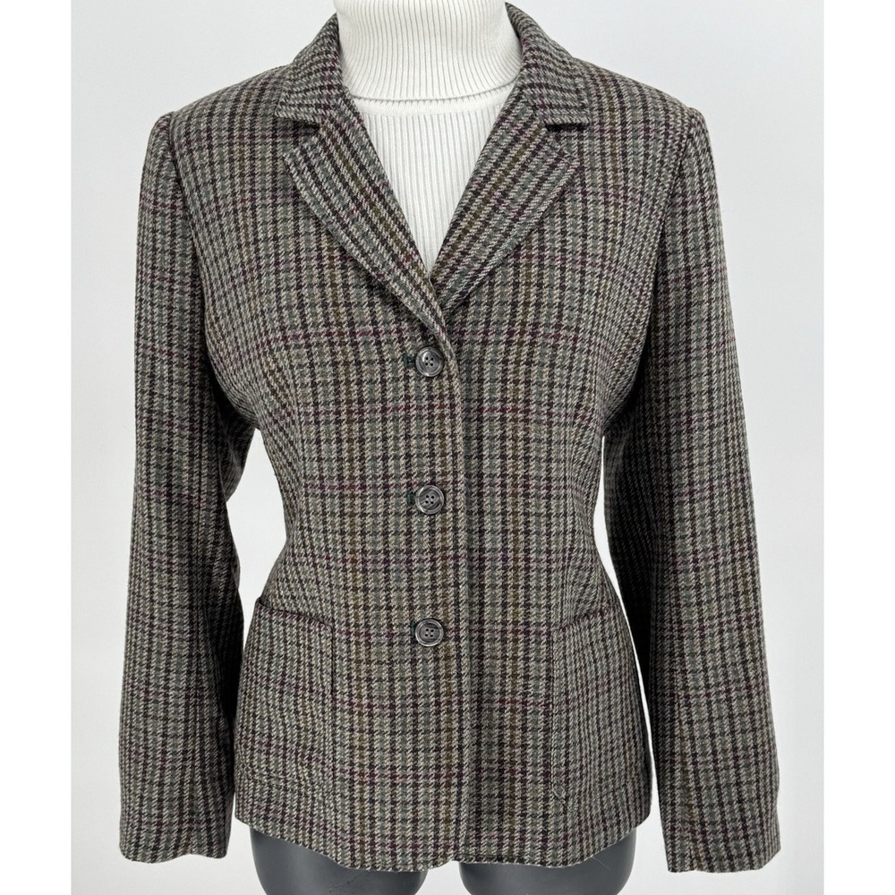 Petite Plaid Tweed Wool Blazer Jacket Classic Tailored Appleseed's 14P
